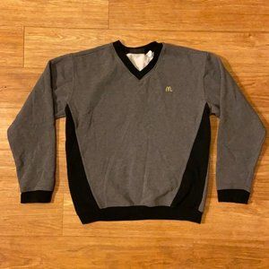 Mcdonalds Unisex V Neck Gray Sweater Size Medium Uniform Logo